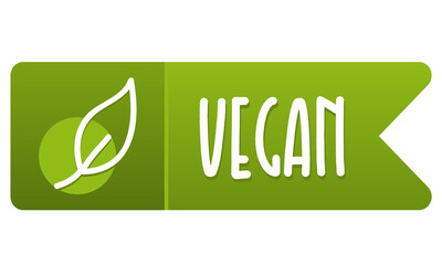 vegan button and leaf icon. healthy food badge.