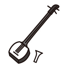 A vector illustration of the shamisen, a traditional Japanese musical instrument.
