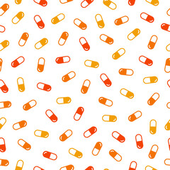 White seamless pattern with orange pills.