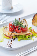 Sea Bass Fillet on Served Table, Restaurant Food