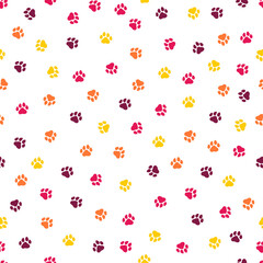 Seamless pattern with dog paws. Cute and childish design for fabric, textile, wallpaper, bedding, swaddles toys or gender-neutral apparel.