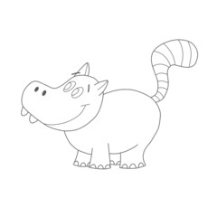 cat-hippo Coloring line simple drawing