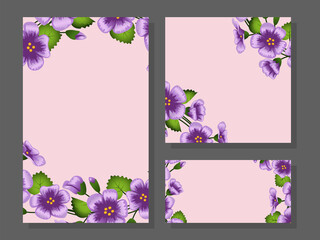 A postcard set of cute purple flowers