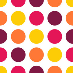White seamless pattern with colorful circles.
