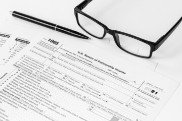Tax season concept. Annual tax form under US law