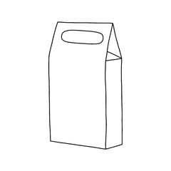 background, bag, blank, brown, business, buy, carry, commercial, container, delivery, design, ecology, empty, environment, folded, food, illustration, isolated, kraft, line, linear, lunch, market, mat