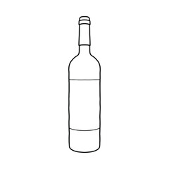 Wine bottle with label mockup. Hand drawn vector illustration. It can serve as a layout for future design and Publicity of your product.