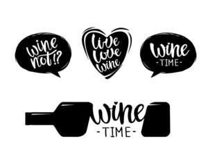 Cute vector of wine time lettering set. Can be used for cards, flyers, posters, t-shirts.
