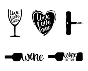 Cute vector of wine festival lettering set. Can be used for cards, flyers, posters, t-shirts.