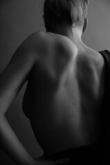 Fototapeta premium Black and white photo of body parts, Details of body beautiful girl