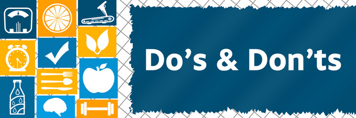 Dos And Donts Blue Orange Health Symbols Grid Box Right Text 