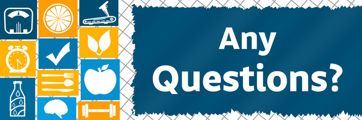 Any Questions Blue Orange Health Symbols Grid Box Right Text 