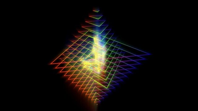 looped 3d animation shining energy object of sacred geometry merkaba