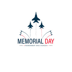 Fototapeta na wymiar US. Memorial day background isolated banner with airplanes design vector illustration 