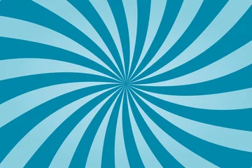 Poster Im Rahmen Blue twisted sunburst background. Vintage swirling pattern wallpaper. Vortex or vertigo concept. Radial spiral stripes backdrop. Supernova. Comic design element. Vector illustration, flat, clip art. © Tasha Vector