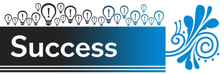Success Blue Grey Bulbs Squares Swirl Elements 
