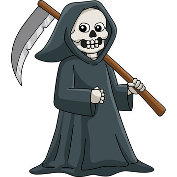 Grim Reaper Halloween Cartoon Colored Clipart