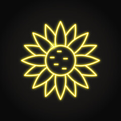 Neon sunflower icon in line style