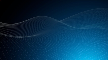3d data abstract background. Technology digital blue wave lines on black backdrop. Cyber, science, network concept. 