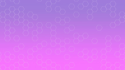 Grid of honeycombs on a colored gradient background. Digital network bright background