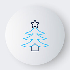 Line Christmas tree icon isolated on white background. Merry Christmas and Happy New Year. Colorful outline concept. Vector