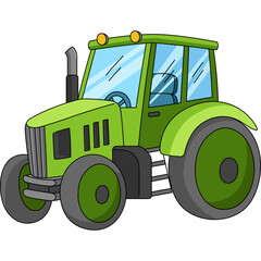 Tractor Cartoon Colored Clipart Illustration