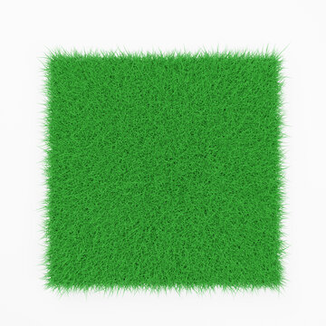 Green lawn isolated on a white background. 3d rendering.