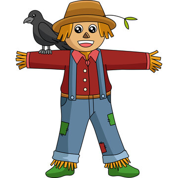 Scarecrow Cartoon Colored Clipart Illustration