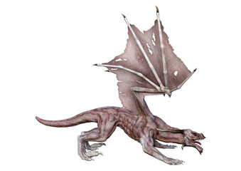 3D Rendering Fairy Tale Dragon on White