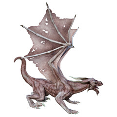 3D Rendering Fairy Tale Dragon on White