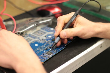 Notebook motherboard repair stage close-up