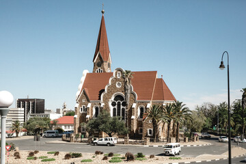 Christuskirche im Kreisverkehr in Windhoek - obrazy, fototapety, plakaty