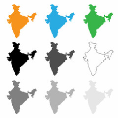set of india national map vector image on white background