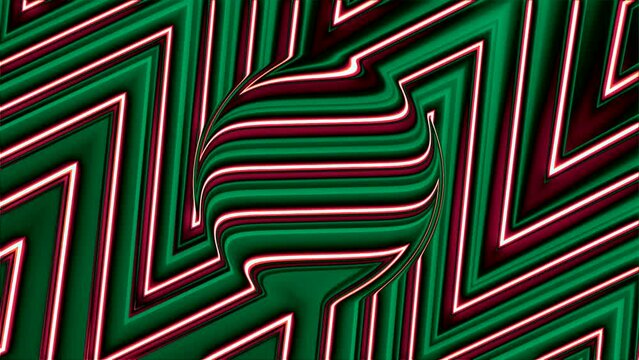 Round shaped object with the same zig zag pattern as on the background, seamless loop. Motion. Contrasting pattern with triangles.