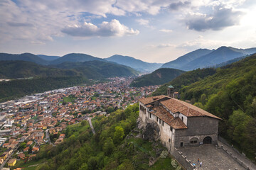 Aerial view of the Sanctuary of St. Patrick, Bergamo, Italy