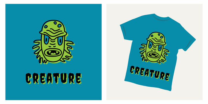 green swamp creature t-shirt illustration