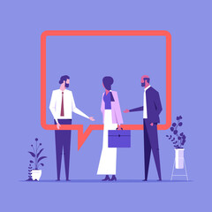 Productive dialogue or conversation between man and woman. Art of business and corporate communication between coworkers, manager and team. People or couple talk or have lively discussion in office - obrazy, fototapety, plakaty