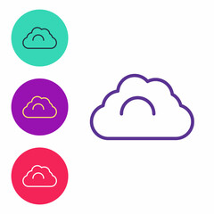 Set line Cloudy weather icon isolated on white background. Set icons colorful. Vector