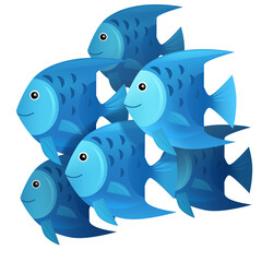 cartoon scene with swimming fishes illustration