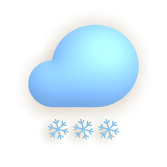 3d realistic weather icon snow. Cloud and snowflakes.