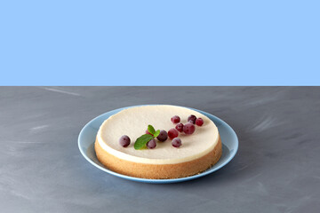 Frozen cake, cheesecake with berries. Selective focus, copy space