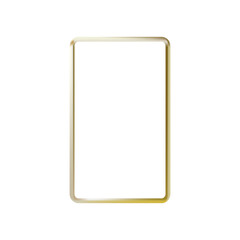 Golden square frame, golden geometric 3d objects isolated on white background. Smartphone, Mockup. Vector illustration