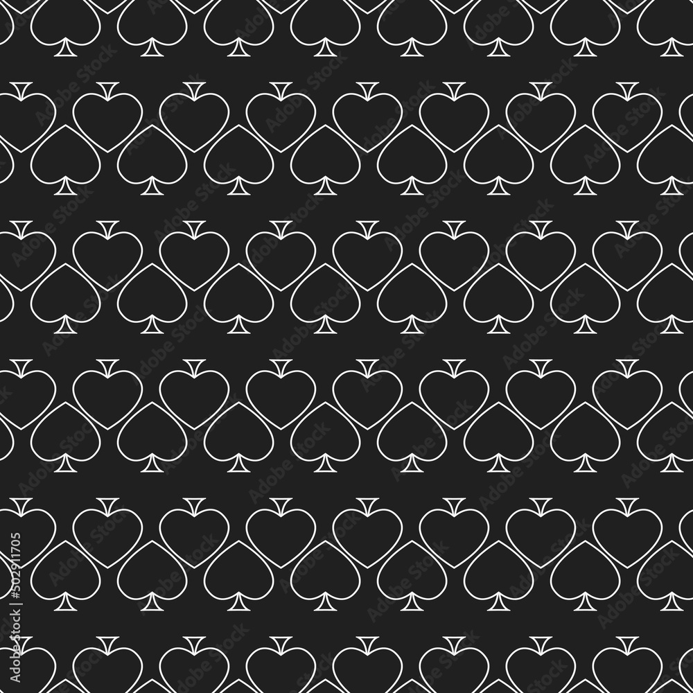Poster the suit of spades on a black background. seamless pattern with spades.
