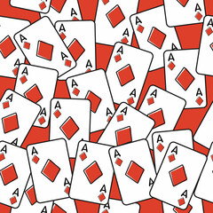 Background from aces of tambourines. Vector seamless beautiful poker or casino background.