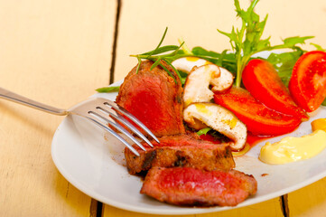 beef filet mignon grilled with vegetables