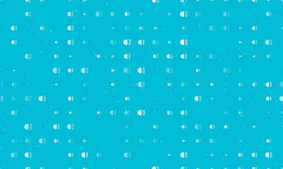 Naklejka na ściany i meble Seamless background pattern of evenly spaced white headlight symbols of different sizes and opacity. Vector illustration on cyan background with stars
