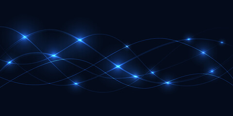 Glowing light lines. Neon light effect. Glowing wavy rays