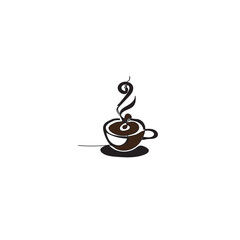hot coffee cup silhouette. Continuous line drawing. Illustration icon vector