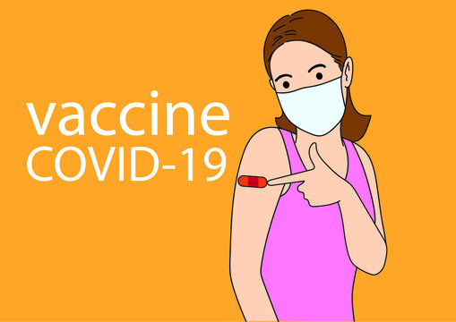 Young People Or Teenagers Get Vaccinated Against Covid-19 Virus. Life Is Safe, Happy, Smiling And Cheerful With A Bandage On The Arm With A Space To Paste Or Modify.