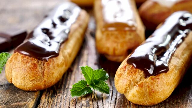 traditional French pastry- chocolate and coffee eclair